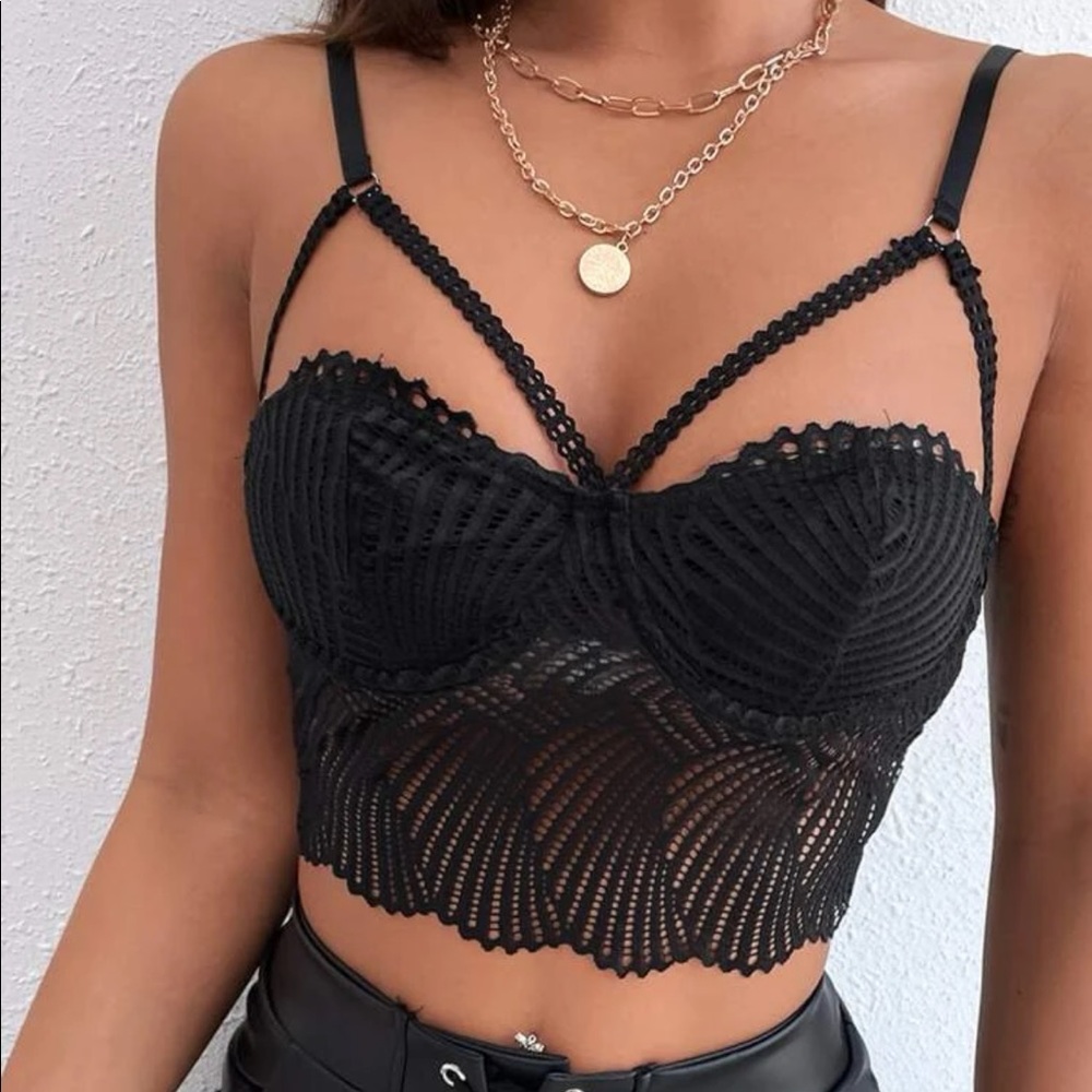 black lace corset bustier top